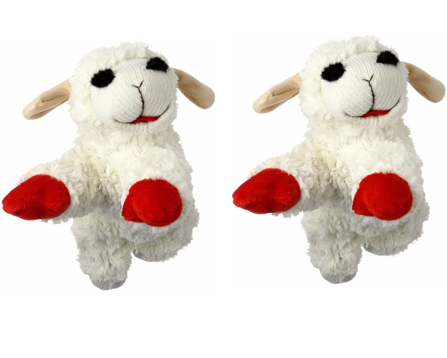 HDP Lambchop Plush Dog Toy 10" with Squeaker Color:White Size:Set of 2