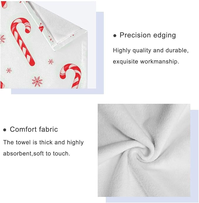 Pfrewn Christmas Winter Towels Set of 3 Red Candy Cane Snowflakes Bathroom Towel Soft Absorbent Bath Hand Towels Washcloth Guest Towel Sets Xmas Holiday Decor