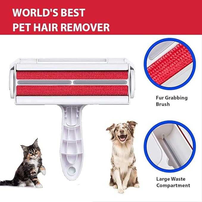 Pet Hair Removal Tool - Cat, Dog, Pet Hair Remover for Couch, Furniture, Carpet - Portable, Reusable Lint Roller and Pet Fur Remover Hair Brush