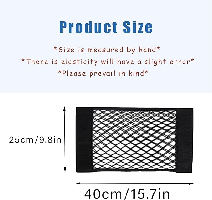 2PCS Universal Mesh Cargo Net with Adhesive Tape, 9.8×15.7in Small Cargo Storage Mesh Net Car Storage Net Pocket RV Storage Netting Wall Mesh Pocket Net for Rv Car Trunk Boat(Black)