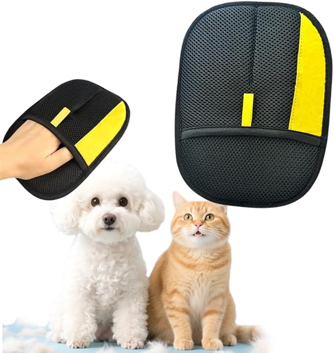 Electrostatic Pet Hair Removal Gloves: Quick Wiping - Reusable & Washable for Sofa Clothing Pet Beds Effortless Cats & Dogs Hair Remover for Busy Pet Owners (Black)