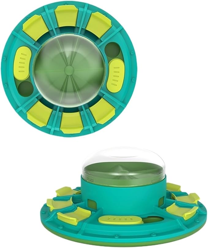 Dog Puzzle Toys Press Slow Feeder Interactive Enrichment Toys Pets Puppy IQ Trainning Treat Dispenser Food Leaker Bowl(Green)