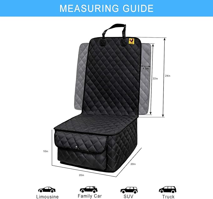 Deluxe Dog Seat Cover for Front Seat-More Durable Waterproof Front Seat Protector, High Heat Resistant and Nonslip Front Seat Cover for Dogs Kids, Universal Size