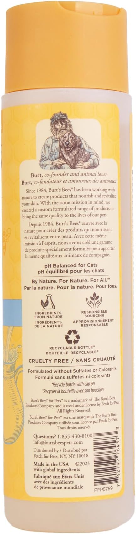 Burt's Bees for Pets Tearless Kitten Shampoo with Buttermilk and Honey, Gentle Cat Shampoo for Itchy Skin and Sensitive Coats, Easy Rinse Low Lather Formula, 99.3% Natural Origin, 10 Fl Oz - 2 Pack