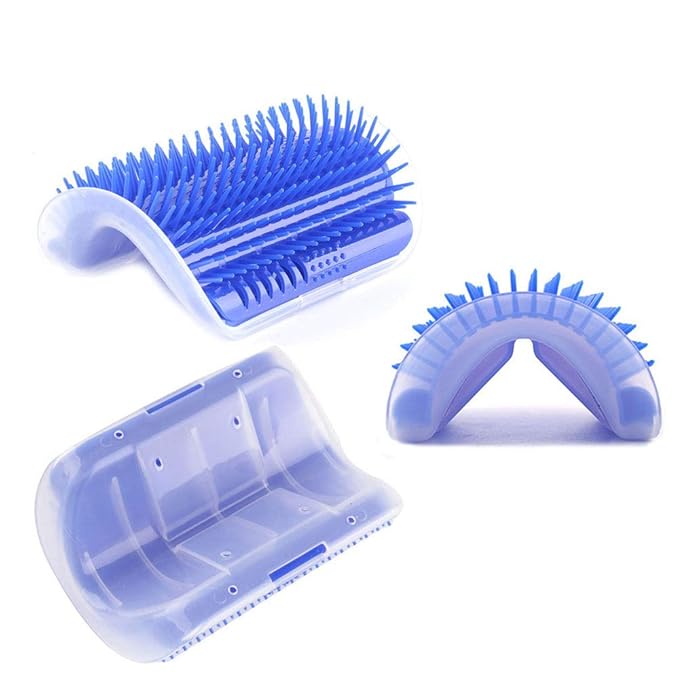 Cat Self Groomer Brush with Catnip, 2 Pack Wall Corner Tickling Comb, Cat Corner Fixed Hair Removal Massage Toy to Control Shedding Fur and Itching