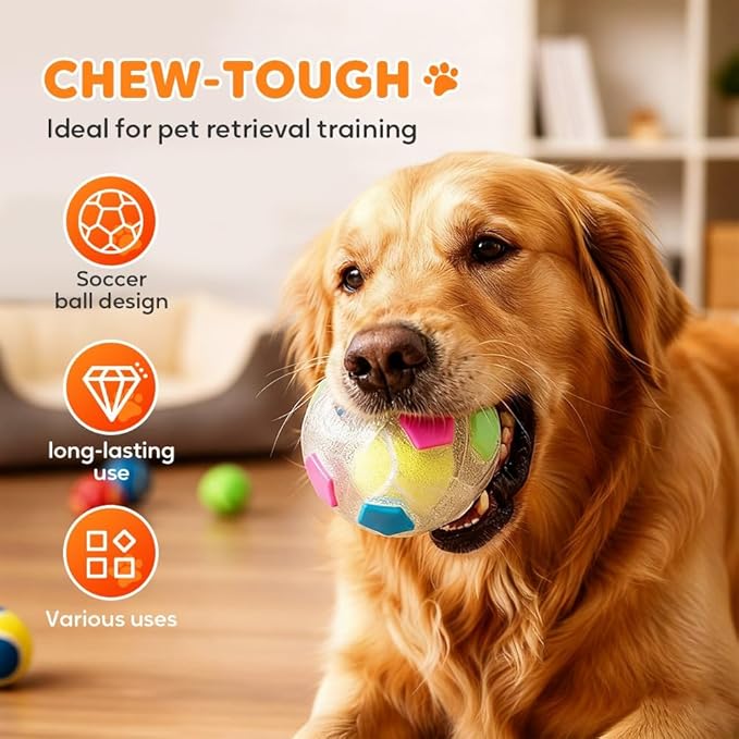 Calming Dog Toy & Fetch Ball, Interactive Squeaky Floating Kettlebell-Handle Toy for Dogs, Durable Tug-&-Chew, Bright Color for Active Pets, Relieves Anxiety & Promotes Playtime (Black)