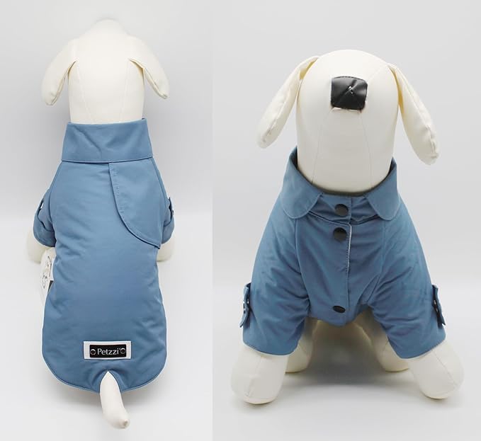 Pet Trench Coat Rain Jacket Spring Dog Clothes for Small Puppy Medium Large Dogs Cat Clothes Windproof Water Resistant - Theodore (XXL, Blue)