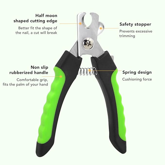 Pet Grooming Brush and Nail Clippers Kit, Stainless Steel, Self Cleaning Set for Dogs and Cats - Easy Use, Ergonomic Design, Massaging for Shedding Control