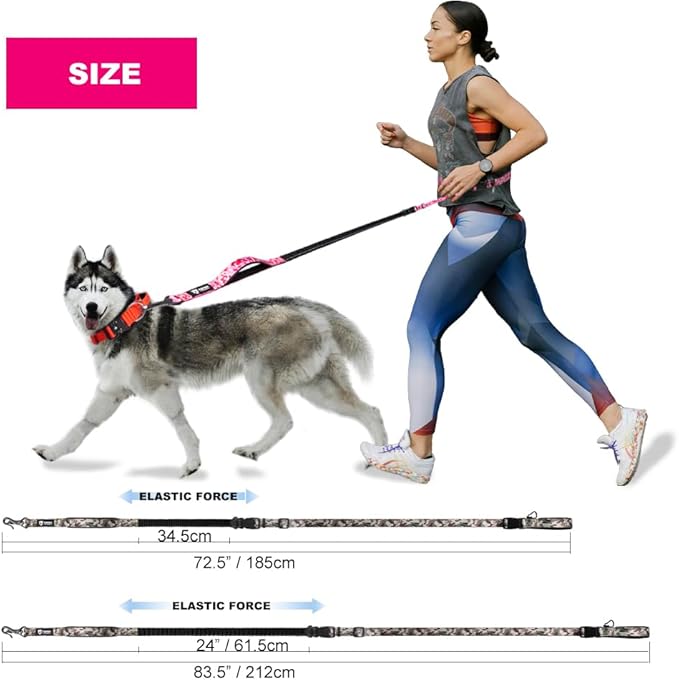 TSPRO Hands Free Dog Leash for Walking Running with Safety Car Seat Belt Shock Absorbing Bungee Leash with Padded Handle (Green)
