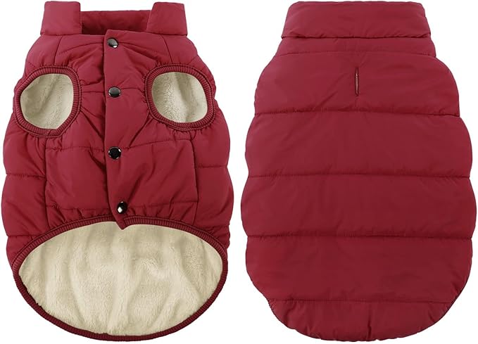 ASENKU Dog Winter Coat - Waterproof Windproof Dog Jacket, Warm Snowproof Doggie Puffer Vest for Cold Weather, Lightweight Snow Coats for Small Medium Large Dogs(S, Red)