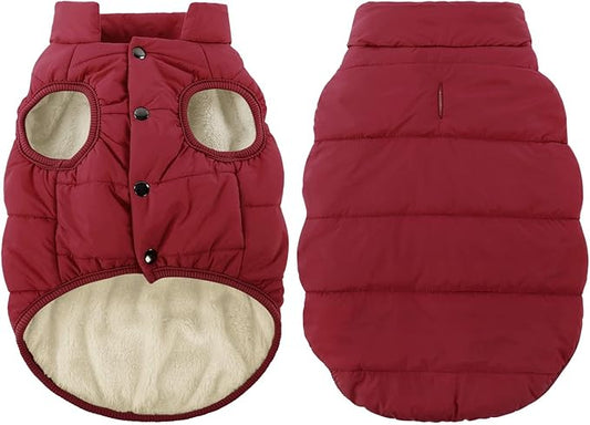 ASENKU Dog Winter Coat - Waterproof Windproof Dog Jacket, Warm Snowproof Doggie Puffer Vest for Cold Weather, Lightweight Snow Coats for Small Medium Large Dogs(L, Red)