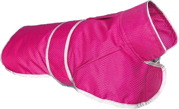 Dog Raincoat| Waterproof Adjustable & Lightweight Dog Jacket with Reflective Strips| Easy Step-in Closure for All-Weather| Fits Small Medium Large Dogs(Rose Red,Medium)