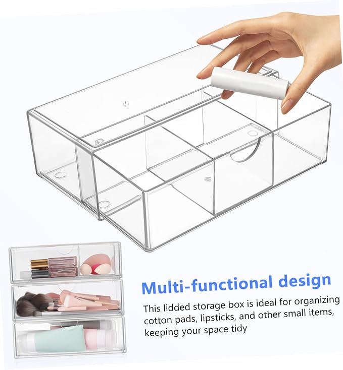 Alipis 3pcs Acrylic Makeup Organizer Desk Storage Box Skincare Shelf Compartment for Lipstick Brush