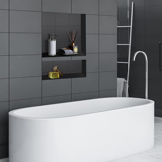 Suteck Shower Niche, 25" x 17" 3.8" Outer Size, Actual Size 14" + 16.5"(Big Grid) 14"+ 6" (Small Grid) Tile Ready Recessed Shower Shelf Bathroom Niche Box for Organization