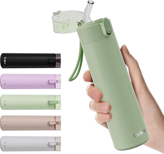 9oz Small Water Bottles with Straw, Mini Water Bottle with One-Hand Open Design, Leak-Proof Locking Lid for Hot&Cold Drinks, Small Travel Water Bottle - 100% Leakproof for School, Travel...(Mint)