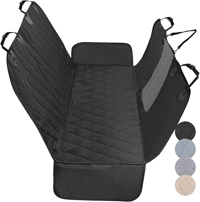 VIVAGLORY Dog Seat Cover Easyhammock Dog Hammock, Seat Cover for Car SUV & Truck, Back Backseat Split Hair Resistant Protector for Pet, Large, Black
