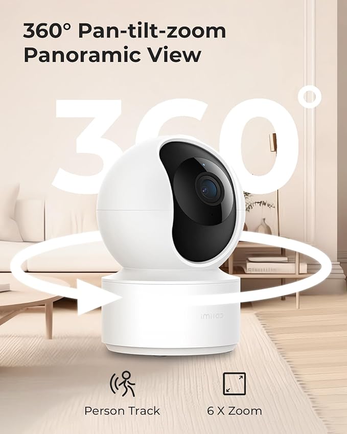 IMILAB C21 2.5K Security Camera Indoor 2 Pack, Room Camera for Bedroom 360° View, Pet Cam w/Phone App & Speaker, Indoor Cam for Dog/Kid/Baby/Elderly, Plug-in, 2.4GHz WiFi, Local/Cloud Storage