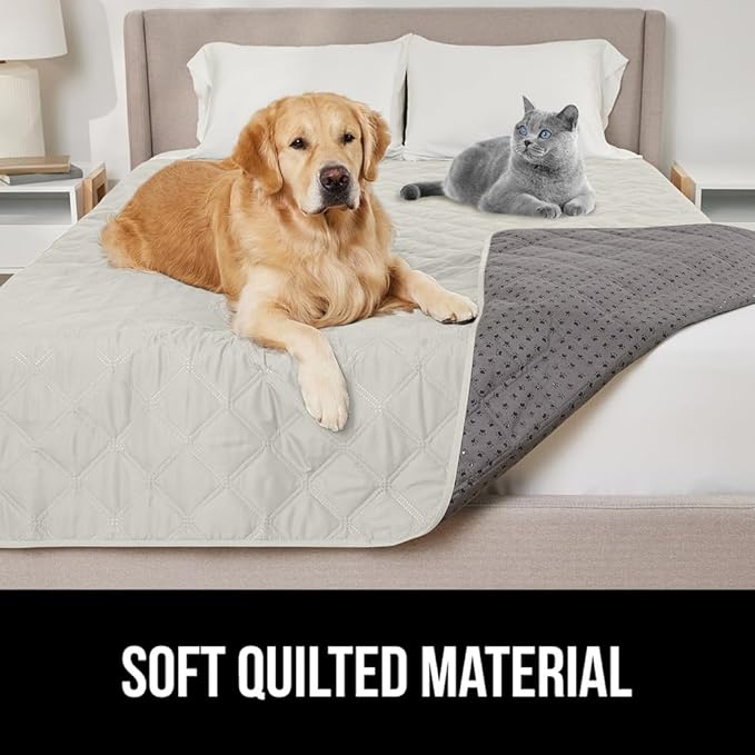 GORILLA GRIP Waterproof Dog Blanket, 52x82 Couch Cover for Dogs Washable, Protects Sofa, Furniture, Crate, Car, RV Essentials Pet Supplies, Tear and Slip Resistant Leakproof Cushion Cover, Light Taupe