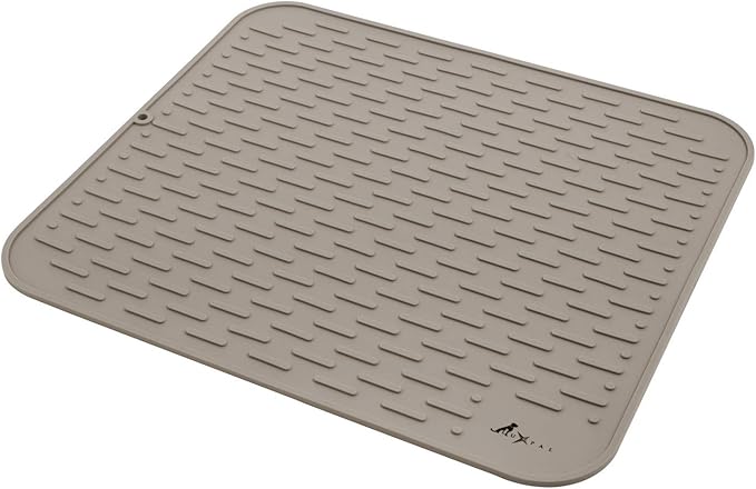 LuxPal Large 17X15 Premium Grade Silicone Dog & Cat Indoor or Outdoor Food Mat for Pets and Animals None Slip Food Tray Placemat for All Floors, Washable, Food Grade, (Brown)
