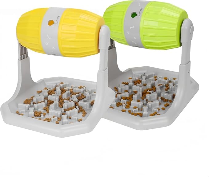 Cognitive Enrichment Rolling Dog Feeder Toy Customizable Food Opening Nonslip Base Interactive Treat Dispenser Puzzle Activity Interactive Puppy Feeder