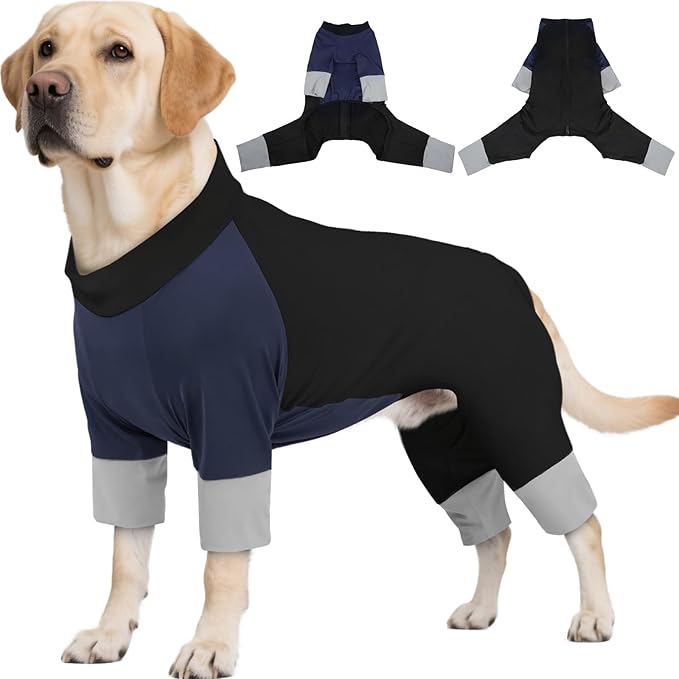 ROZKITCH Dog Sun Cooling Shirt with Long Sleeves, UV Resistant & Cooling Shirt for Hot Weather, BlueBlack, 4XL