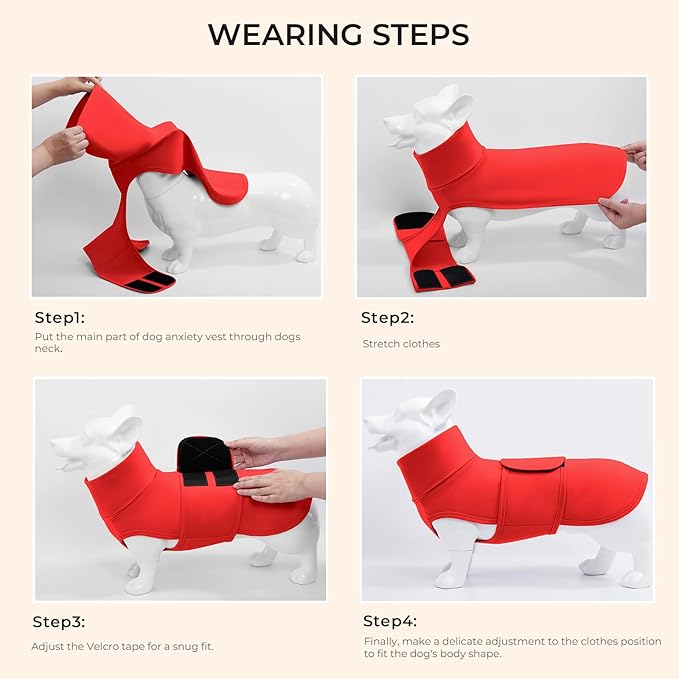 Dog Anxiety Calming Vest Adjustable Turtleneck Thunder Shirt Jacket for Fireworks, Separation, Vet Visits, Pet Hoodie for Large Medium Dogs