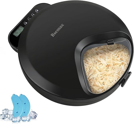 Automatic Wet Food Cat Feeder, Auto Refrigerated Wet Foods Feeder for Cats Dogs 4 Meal Timed Fresh Foods Dispenser with 2 Ice Packs Small Pet Feeders for Kitty Puppy Automatic Cat Dog Food Bowl Black