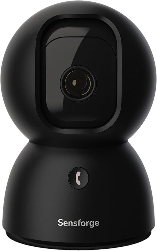 SensForge 2.5K Indoor Pan-Tilt Dome Security Camera, 360° Coverage, AI Human & Pet Detection, Two-Way Talk, Dual-Band Wi-Fi (2.4G/5G), 64GB SD Card, Free Basic Plan, Optional Subscription (1, Black)