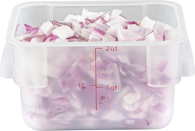 Restaurantware Food Storage Container 10 Pack of 2 qt Plastic Kitchen Storage Bin with Volume Markers Space-Efficient Design Dishwasher-Safe Polypropylene Translucent