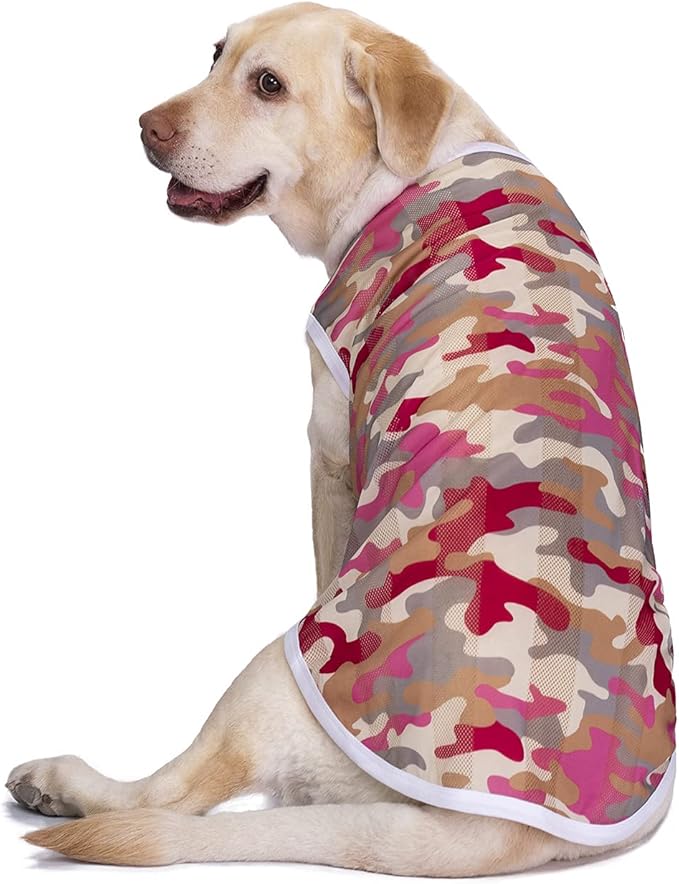 2 Pack Camo Dog Tshirts for Medium Large Dogs, Quick Dry Dog Cooling Vest Shirt T-Shirts Girl Boy,Breathable Stretchy Tank Top Sleeveless Vest Tee Shirt Pet Clothes Apparel