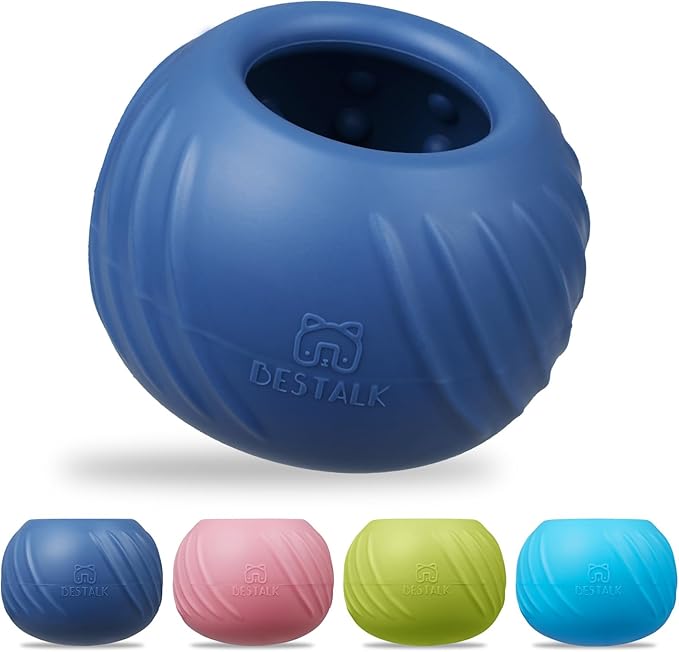 Long-Lasting Dog Lick Toy, Wobbly Dog Enrichment Lick Bowl to Keep Dogs Busy, Interactive Stuffable Dog Treat Feeder for Boredom, Silicone Treat Dispensing Chew Toy(Dark Blue,L)