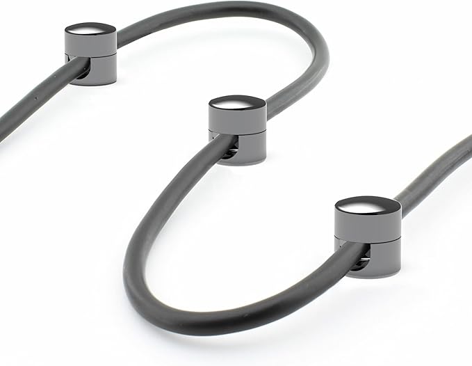 Cable Anchors for Desk Organization Gun Metal | Premium Aluminum Cord Organizers | Charger + Cable Management Clips for Home & Office | Stylish, Sturdy, & Functional | (3 Pack)