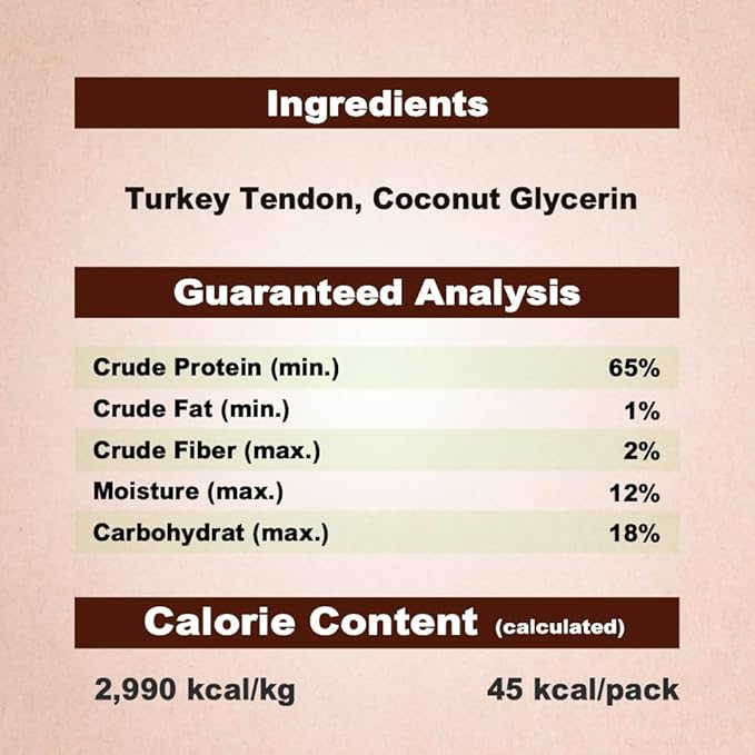 AFreschi Turkey Tendons for Dogs, USA-Sourced, Healthy Dog Treats, Rawhide-Free Puppy Chews, Long Lasting, All Natural, Hypoallergenic Dog Treats for Small Breeds, 4 Count Pack Bone (S)