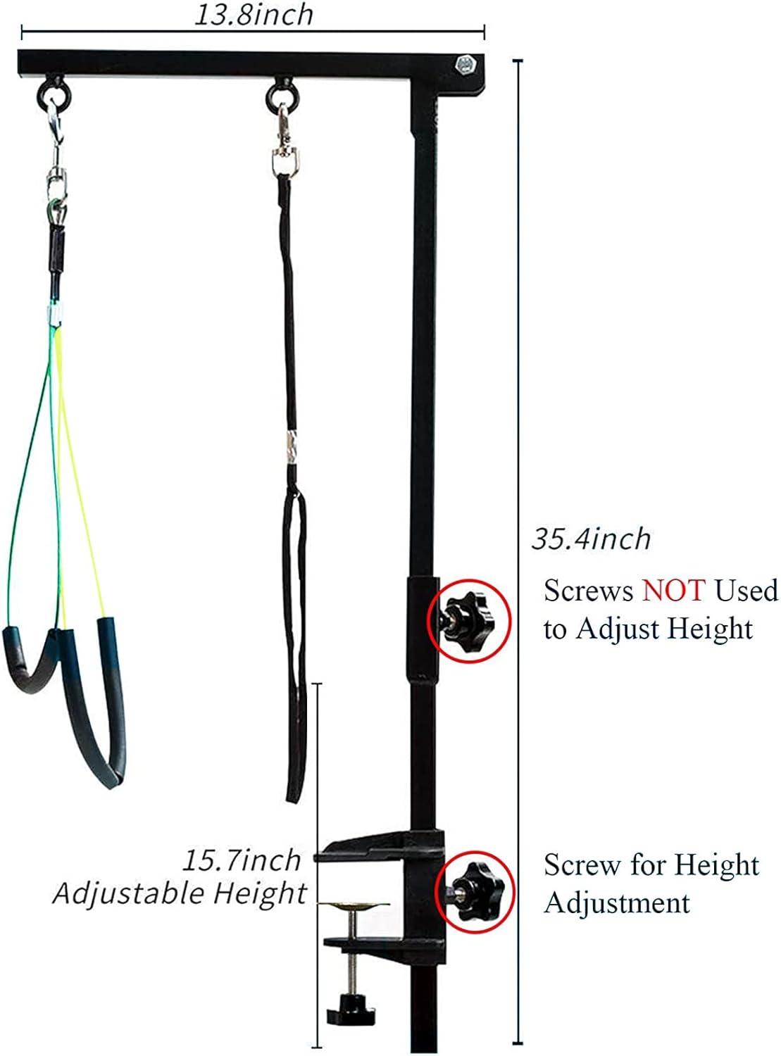 Dog Grooming Arm with Clamp — Adjustable Height up to 35.4", Grooming Loop & No-Sit Haunch Holder for Small Dogs