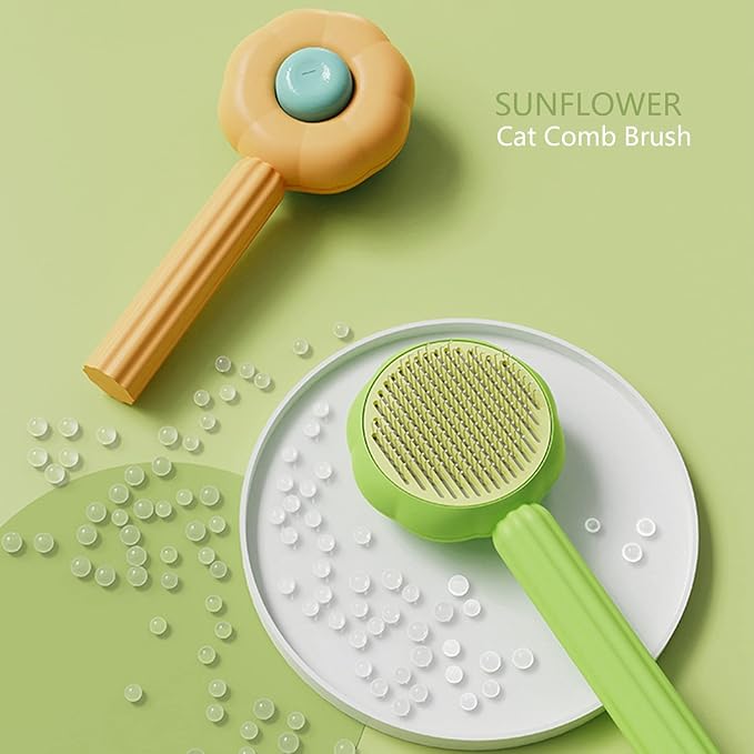 Pet Grooming Brush, Self-Cleaning Sliker Shedding Brush for Removes Mats, Tangles, and Loose Hair for Short or Long Haired Cats/Dogs (Orange)