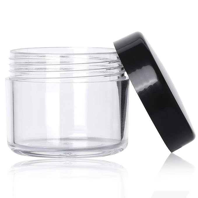 100 Count Refillable Cosmetic Containers with Lids 20 Grams Black Makeup Sample Jars for Beauty Products - Black