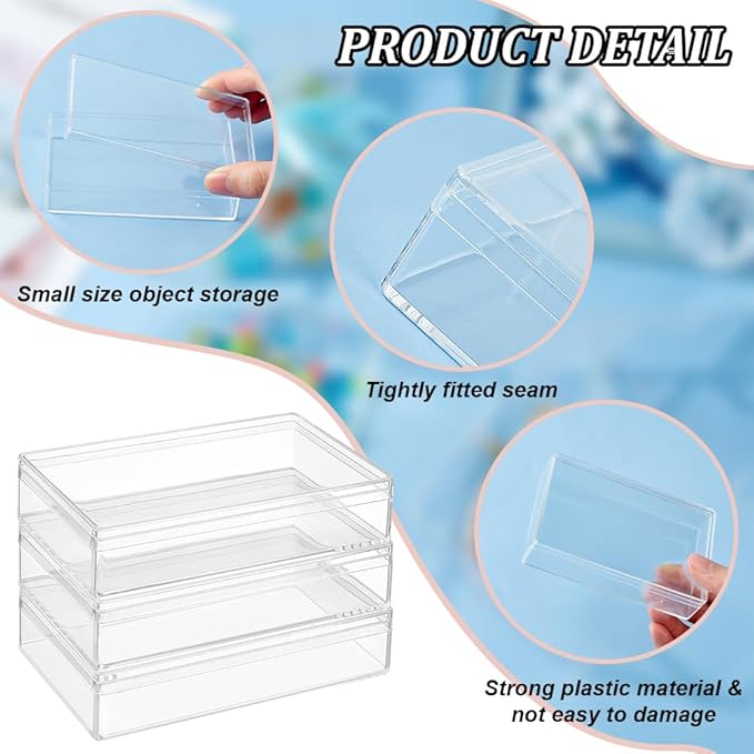 BENECREAT 6Pcs Acrylic Storage Boxes with Lids, 4.3x2.7x1inch Rectangle Storage Containers, Candy Box, Clear Display Box for Wedding, Party, Treats, Jewelry Accessories