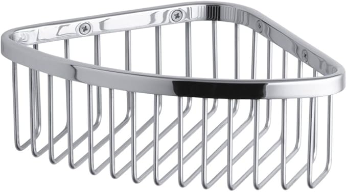 KOHLER 1896-S Corner Shower Basket, Medium, Corrosion Resistant, Mounting Hardware Included, Durable, Polished Stainless Steel