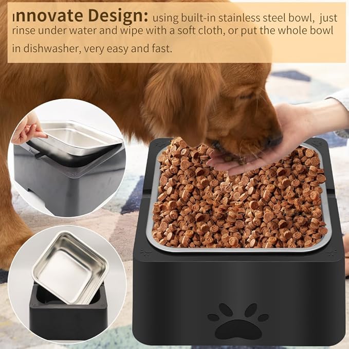Pet Water Dispenser Dog Water Bowl for Large Dogs 4L Big Water Feeder Using Built-in Stainless Steel Bowl Easy to Clean and Disassemble, Outside Indoor Use for Pets & Dog Cat Chicken (Black, 4L)