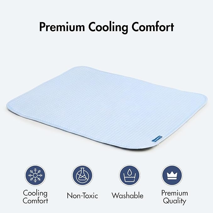 Spark Paws Cooling Mat for Dogs - Self Cooling Dog Mat & Pet Cooling Pad for Large, Medium & Small Dogs - Non-Toxic, Non-Gel Washable Cooling Bed - Waffle Blue - Size XL