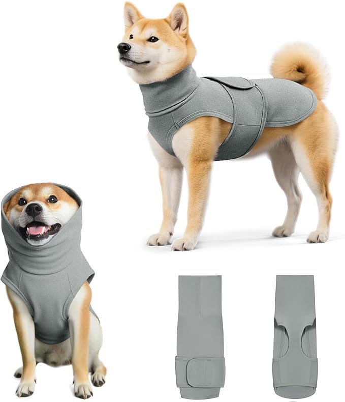 Dog Anxiety Calming Vest Adjustable Turtleneck Thunder Shirt Jacket for Fireworks, Separation, Vet Visits, Pet Hoodie for Large Medium Dogs