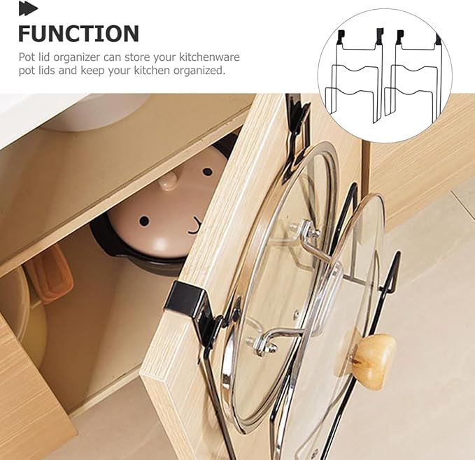 Ciieeo Kitchen Cabinet Door Hanging Pot Lid Organizer 3-Tier Iron Storage Rack 12.12X8.07X3.22 Inch Hanging Lid Holder for Pots and Cutting Boards Easy Kitchen Organization