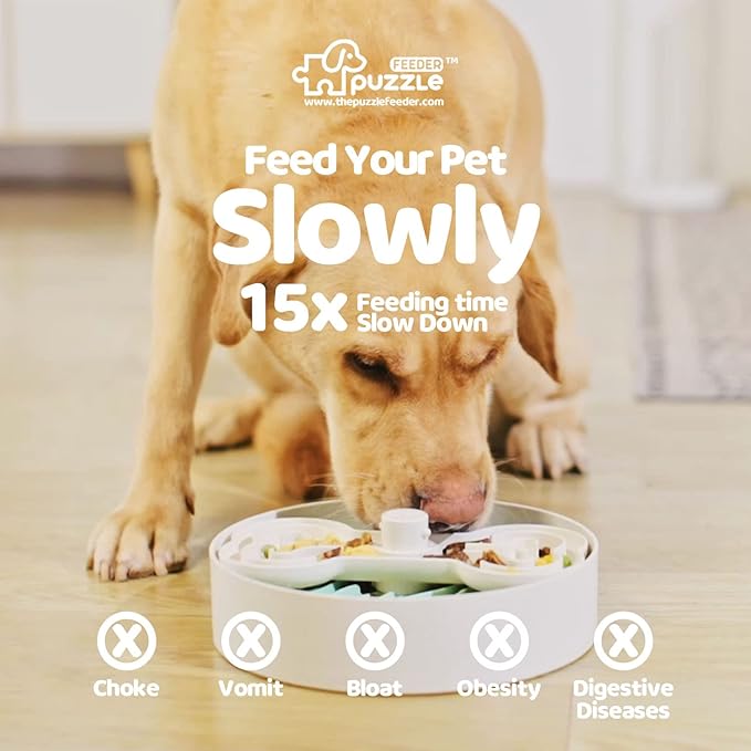 Puzzle Feeder Green Dog Bowl & Accessories, Slow Feeder Bowls for Dry, Wet, and Raw Food, Puzzle Food Bowls for Large Dogs