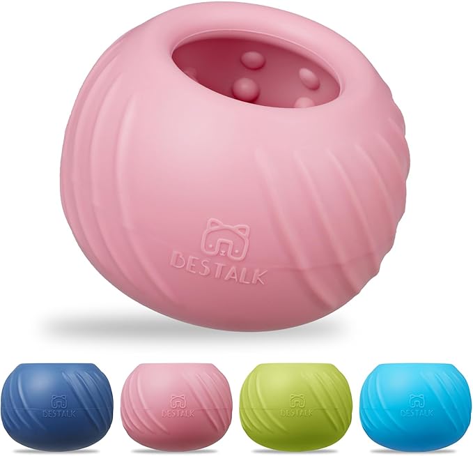 Long-Lasting Dog Lick Toy, Wobbly Dog Enrichment Lick Bowl to Keep Dogs Busy, Interactive Stuffable Dog Treat Feeder for Boredom, Silicone Treat Dispensing Chew Toy(Pink,S)
