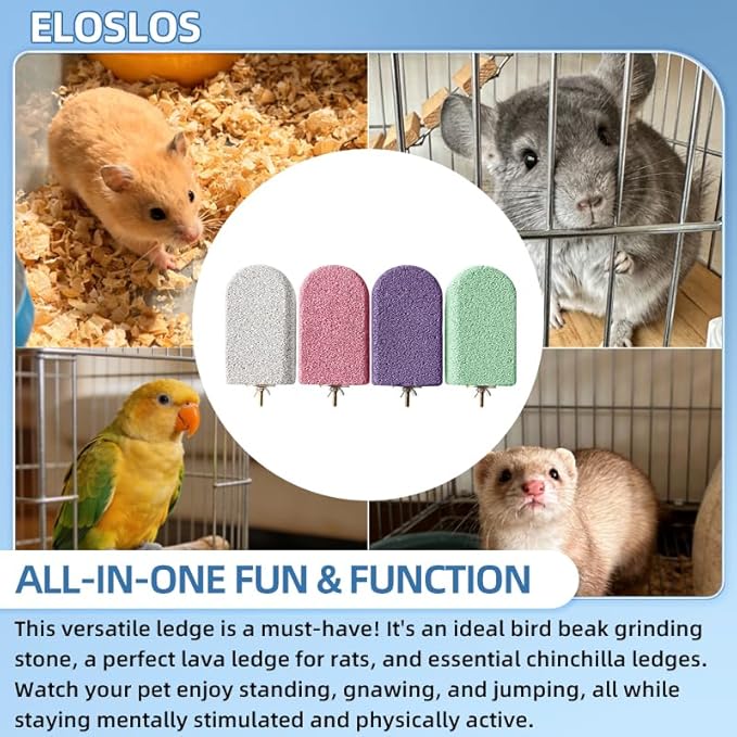 4 Pack Large Size Lava Ledge for Small Pets - Chinchilla, Hamster, Parrot - Grinding & Jumping Platform in Pink
