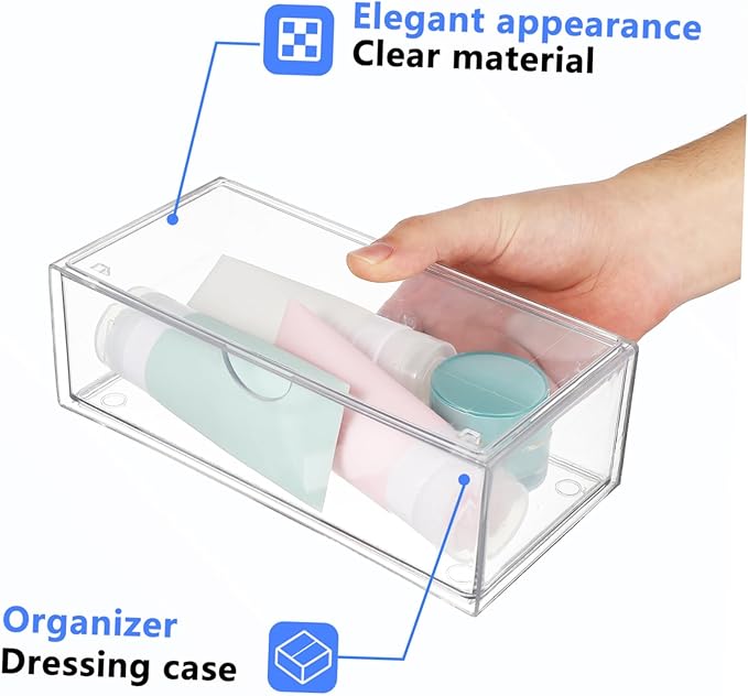 3pcs Makeup Organizer Box Brush Holder Cotton Swab Desk Storage Modern Design Acrylic Desk Accessory