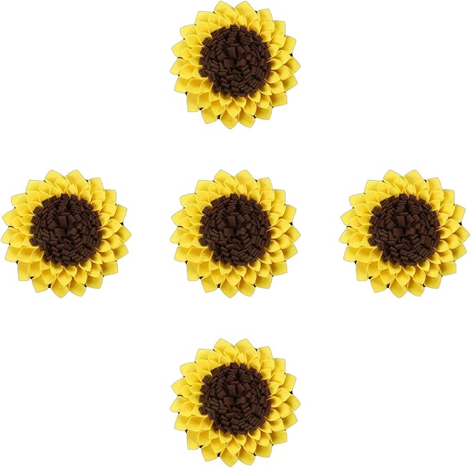 Dog Interactive Puzzle Feeders Slow Feeding Toy Sunflower Shape Improving Intelligence for Puppies Snuffle Small Puzzle Foraging Large with Fixing Handle
