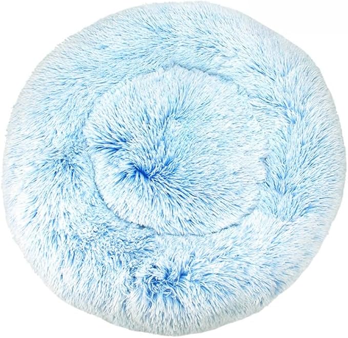 Anxiety Relief Dog Bed - Mr Fluffy Friend Anti-Anxiety Original Calming Plush Pet Bed for Chewing, Crate Training & Thunderstorm Stress (B-Blue,L-70CM)