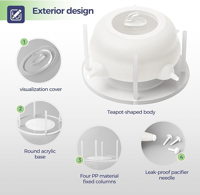 Puppy Feeders for Multiple Puppies, Nursing Nipple with 4 Nipples & Support Base – Perfect Replacement for Nursing Bottles, Puppy Feeder for Newborn Kittens & Puppies, 200ml Capacity(White)