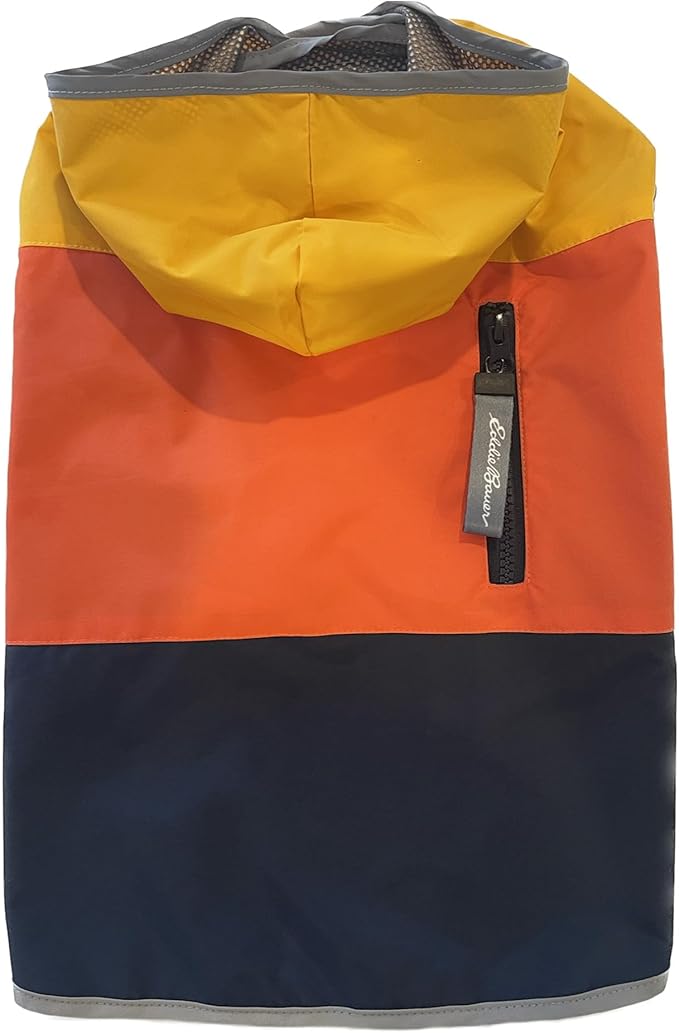 Eddie Bauer E23210XS Ravenna Colorblocked Dog Windbreaker Jacket in Extra Small, Orange and Blue